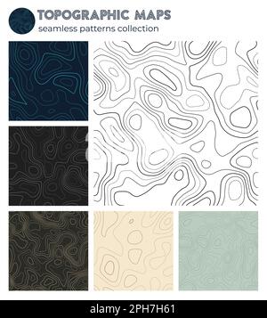 Topographic maps. Beautiful isoline patterns, seamless design. Authentic tileable background. Vector illustration. Stock Vector