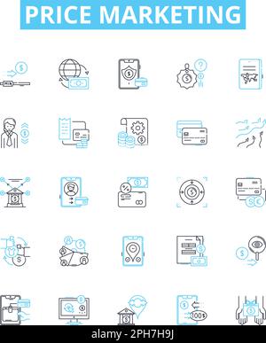 Price marketing vector line icons set. Pricing, Marketing, Cost, Strategy, Promotion, Sales, Discounts illustration outline concept symbols and signs Stock Vector