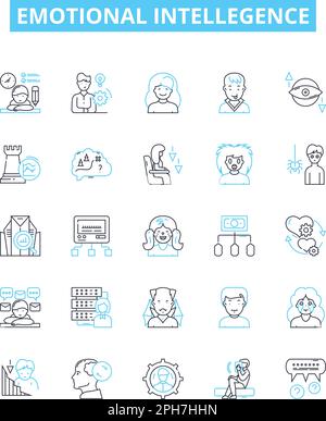 Emotional intellegence vector line icons set. Self-awareness, Empathy, Interpersonal, Awareness, Perspective, Sensitivity, Skill illustration outline Stock Vector