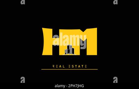 Real Estate letters Initials Monogram logo HM , MH Stock Vector