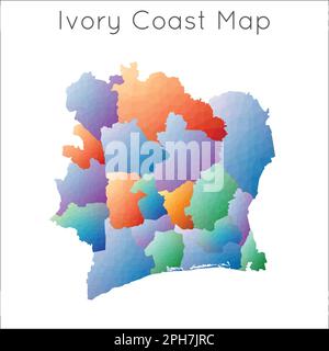 Map of Ivory Coast. Low poly illustration of the country. Purple ...