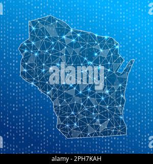 Wisconsin Internet Infrastructure Wisconsin map vector illustration. Global economy. State in America ...