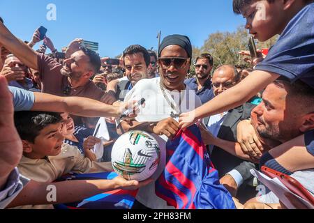 March 25, 2023: 26, (malaga)Brazilian football player Ronaldinho unleashes the delusion in Malaga. The Brazilian star gathers thousands of fans in one of the star acts of the MARCA Sport Weekend. (Credit Image: © Lorenzo ...