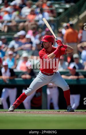 Philadelphia Phillies first baseman Kody Clemens (23) during a spring  training baseball game against the Philadelphia Phillies on March 26, 2023  at Ed Smith Stadium in Sarasota, Florida. (Mike Janes/Four Seam Images