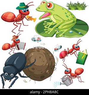 A frog with various insects set illustration Stock Vector Image & Art ...