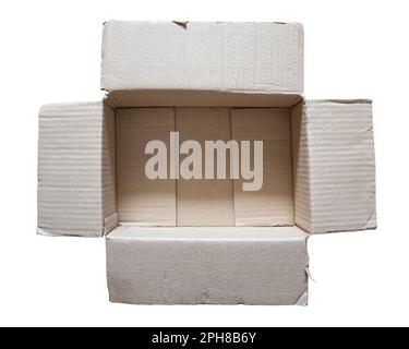 Opened cardboard box on white background with clipping path Stock Photo