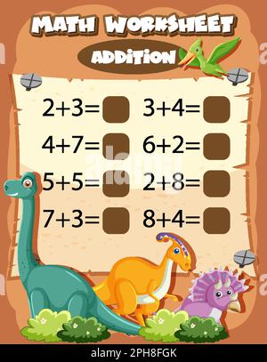 Writing Sheets Math Adding Math Worksheet Addition Template illustration Stock Vector Image & Art ...