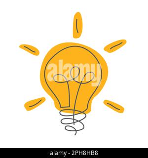 Light bulb One line drawing on white background Stock Vector