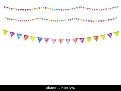 flags party decoration for happy birthday Flat and Isolated design Vector illustration Stock Vector