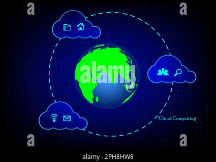 Cloud computing concept with globe connect online concept cloud computing technology vector illustration Stock Vector