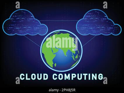 Cloud computing concept with globe concept cloud computing technology vector illustration Stock Vector