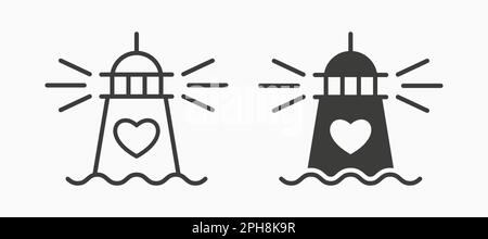 Lighthouse icon. Vector illustration isolated on white. Stock Vector