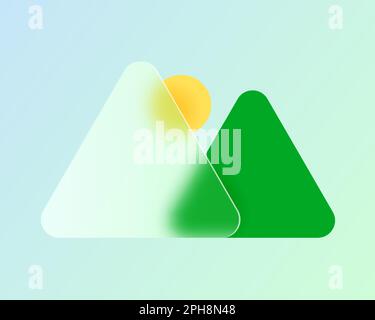 Minimal glass morphism ui icon mountain for website or mobile app. Vector Stock Vector