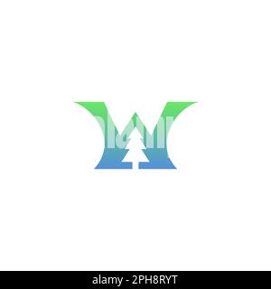 W Pine Logo Design. Pine Icon Stock Vector