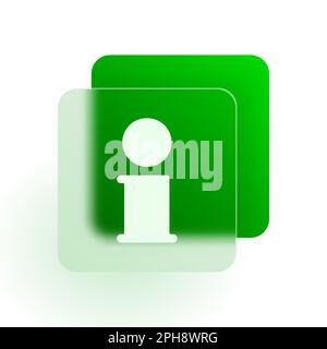 Information icon on a green background with glassmorphism effect. Information button with transparency. Vector Stock Vector