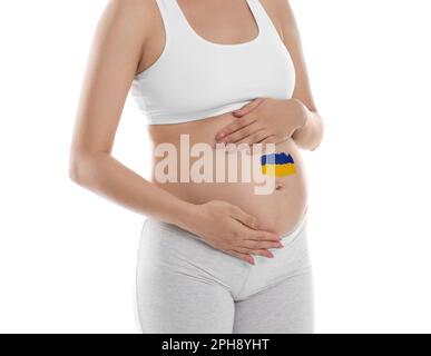 Smiling Pregnant Girl In Bra Flags Usa Stock Photo, Picture and