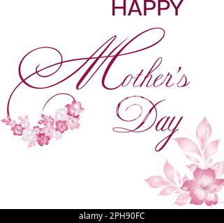 Mother's Day design set in modern art style. Abstract background with drawn spring flowers in pastel colors and trendy typography gentle background. Stock Vector