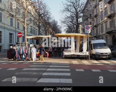 TURIN, ITALY - CIRCA FEBRUARY 2023: Corso Palestro marketplace Stock Photo