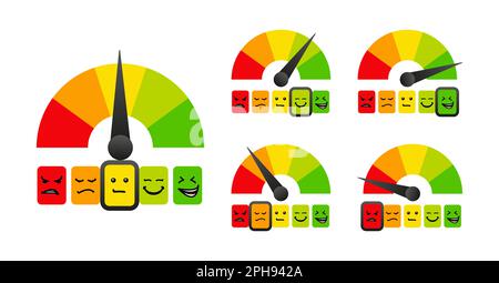 Customer satisfaction rating scale. Feedback in form of emotions. Measuring and Improving Customer Experience for Business Growth Stock Vector