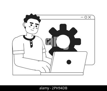 Web developer job black and white concept vector spot illustration Stock Vector