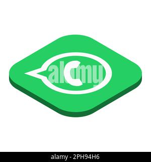 WattsApp instant messaging app icon. 3D isometric square with rounded corners vector illustration. Stock Vector
