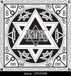 Coloring Page Seal of Solomon Icon Illustration Star in Circle Symbol Alchemy Sacred Geometry Stock Vector