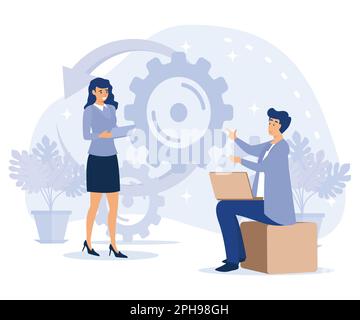 Remote developers concept. E-commerce development, cross-platform. flat vector modern illustration Stock Vector