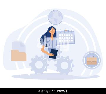 Employee performance concept. Quality work, accountability and discipline, experienced worker. flat vector modern illustration Stock Vector