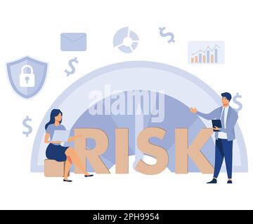 Risk management. Risk assessment concept. evaluate, analysis risk. flat vector modern illustration Stock Vector