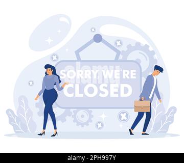 Sorry we are closed concept. Closed establishments cafe, shop, store. flat vector modern illustration Stock Vector