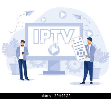 IPTV concept. Internet protocol television. Smart multimedia technology.flat vector modern illustration Stock Vector