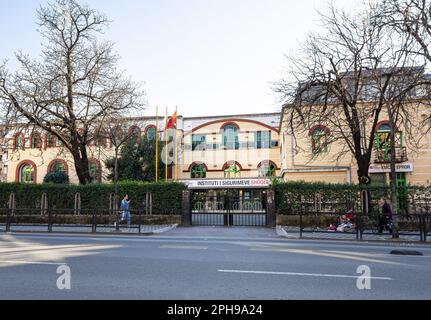 Tirana, Albania. March 2023.   Exterior view of the Social Security Institute headquarters in downtown Stock Photo