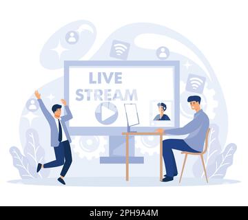 Live streaming concept. Online video chat. flat vector modern illustration Stock Vector