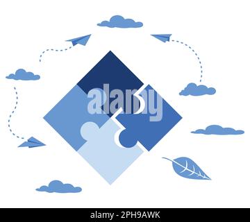 puzzle Team elements Business concept, people connecting puzzle elements, Symbol of teamwork, flat vector modern illustration Stock Vector