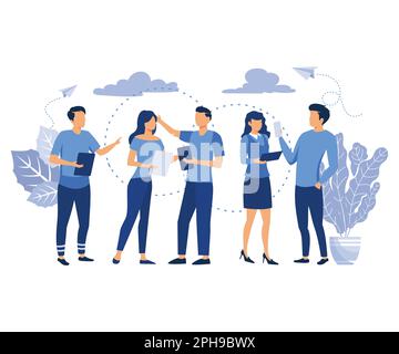 communication via the Internet, social networking,chat, video,news,messages,web site, search friends, mobile web graphics, flat vector modern illustra Stock Vector