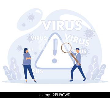 Computer virus concept. Scam alert. Spam, malicious application. Envelope with skull. Flat vector modern illustration. Stock Vector