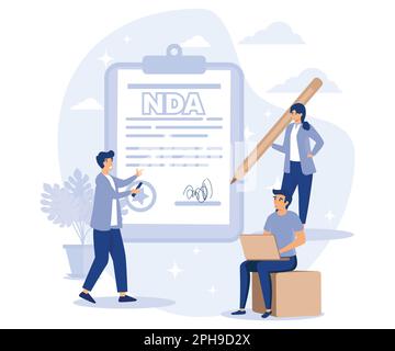 NDA concept. Non disclosure agreement. Corporate secret protection. Flat vector modern illustration. Stock Vector