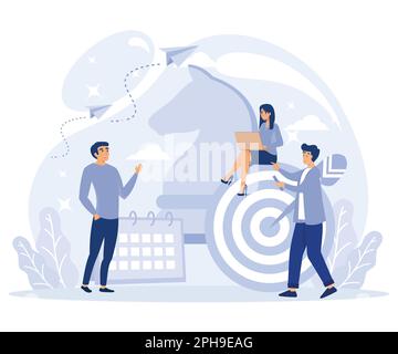 Business strategy concept. Chess game. Chess pieces. Flat vector modern illustration. Stock Vector