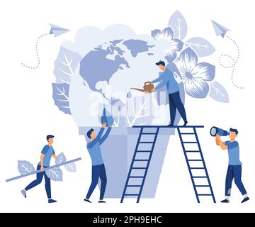 business graphics, save the planet, save energy and water, design concept world water day, March 22, flat vector modern illustration Stock Vector