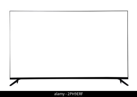Wide TV with blank screen isolated on white Stock Photo