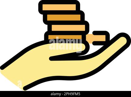 Compensation coins stack icon. Outline Compensation coins stack vector icon for web design isolated on white background color flat Stock Vector