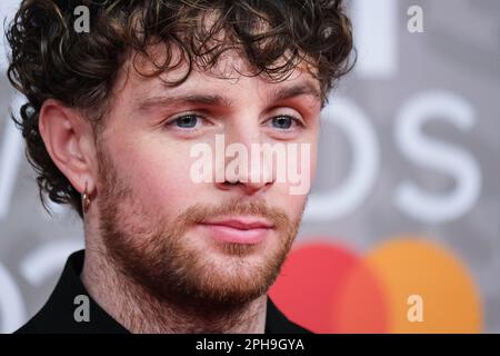 Tom Grennan photographed attending The BRITS Red Carpet Arrivals at The O2 in London, UK on 11 February 2023 . Picture by Julie Edwards. Stock Photo