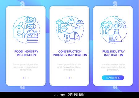 Supply chain disruption implications blue gradient onboarding mobile app screen Stock Vector