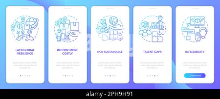 Supply chain challenges blue gradient onboarding mobile app screen Stock Vector