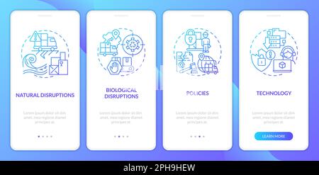 Supply chain disruptions blue gradient onboarding mobile app screen Stock Vector