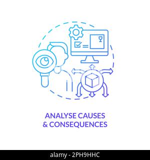 Analyse causes and consequences blue gradient concept icon Stock Vector