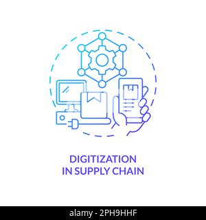 Digitization in supply chain blue gradient concept icon Stock Vector