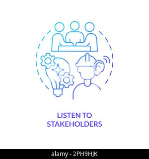 Listen to stakeholders blue gradient concept icon Stock Vector