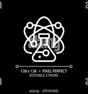 STEM in science pixel perfect white linear icon for dark theme Stock Vector