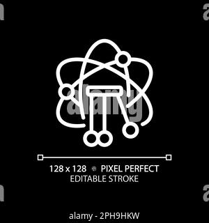 STEM in physics pixel perfect white linear icon for dark theme Stock Vector